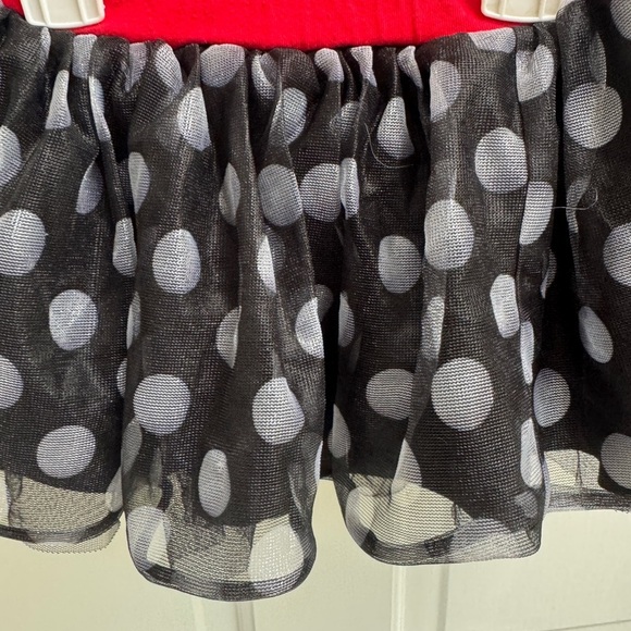 Disney Minnie Mouse 3T Girls Black and White Polka Dot Tulle Skirt - Picture 2 of 6